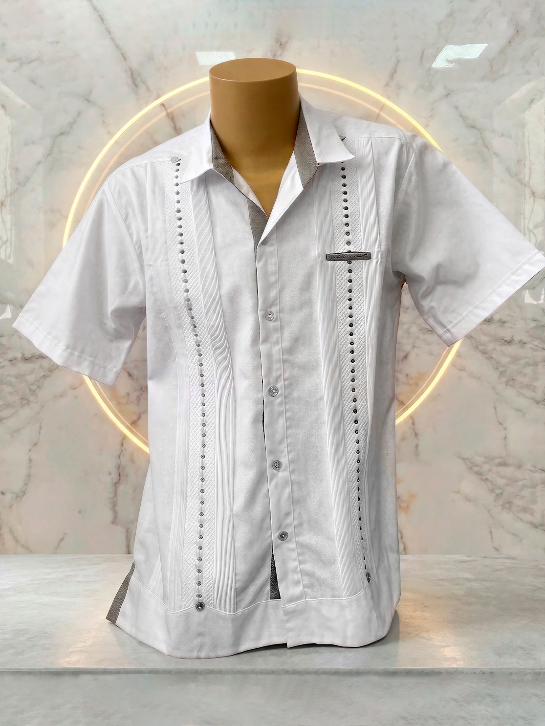 Guayaberas de lino y algodón color blanco